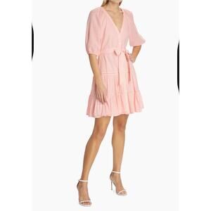 Veronica Beard Dewey Tiered Cotton Mini Dress Size 0 Pink Haze Coquette Girly